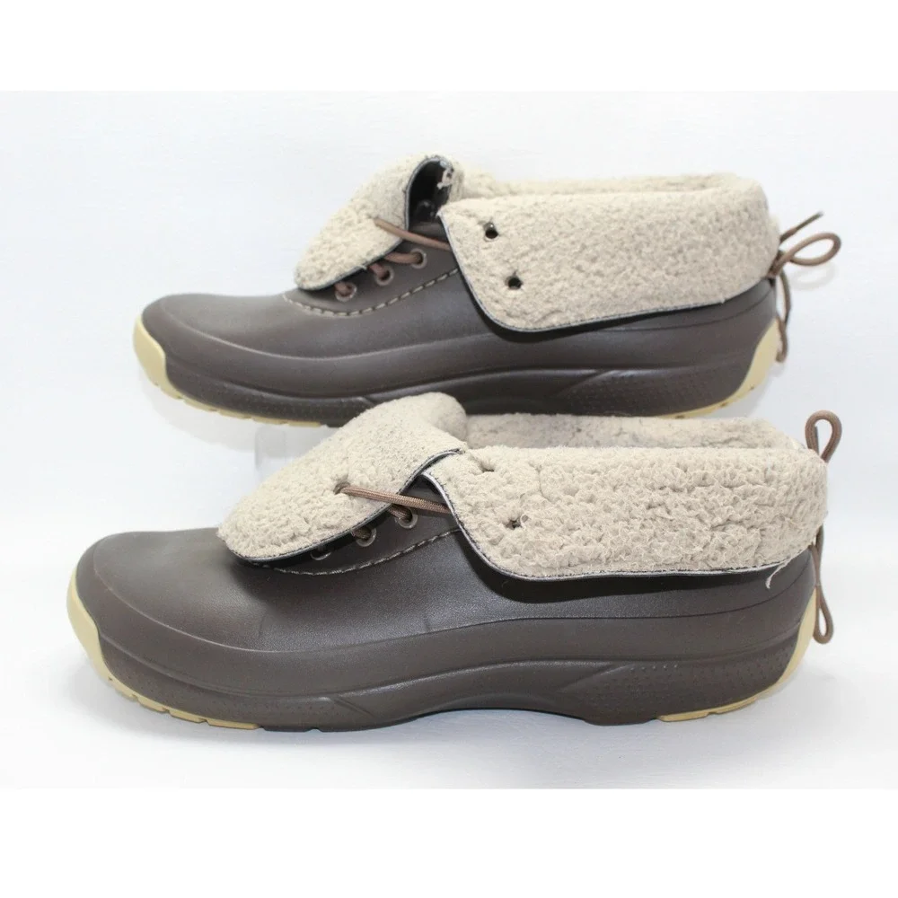 Crocs Blitzen Luxe Convertible Boots Mens Size 9 Brown Faux Fur 201843